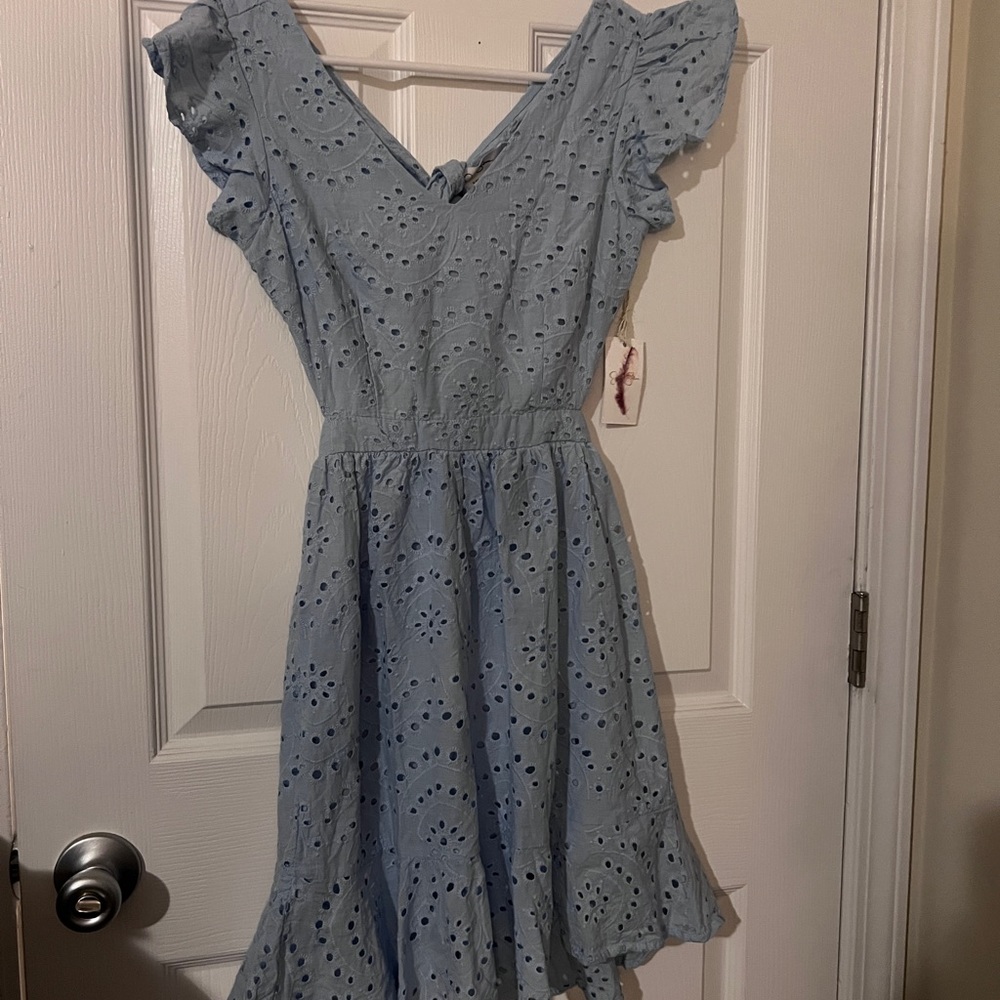 NWT Jessica Simpson baby blue eyelet dress
